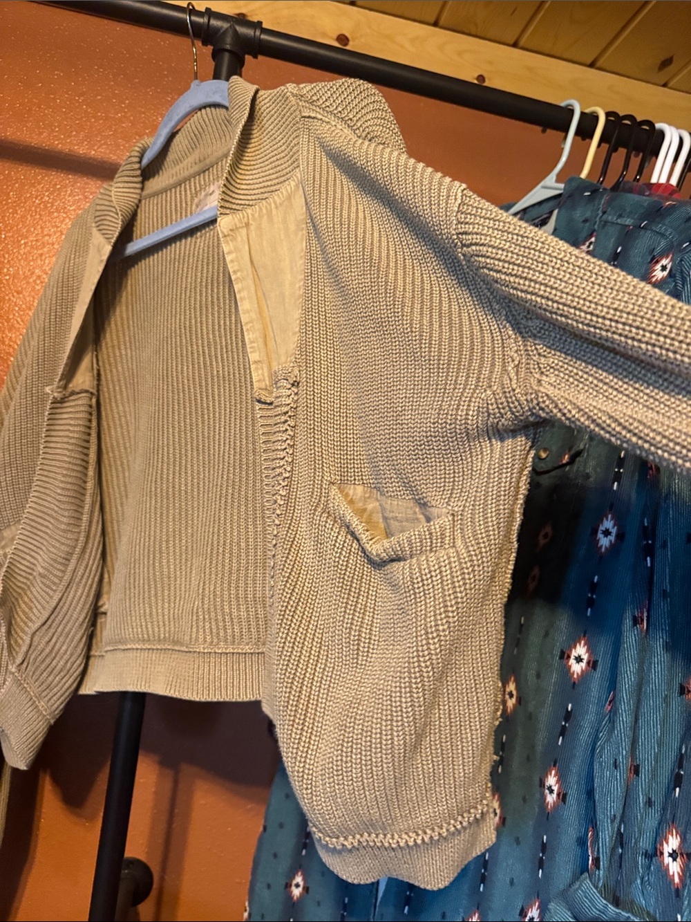 Free People Beige Ribbed Open Front Cardigan - Picture 3 of 5